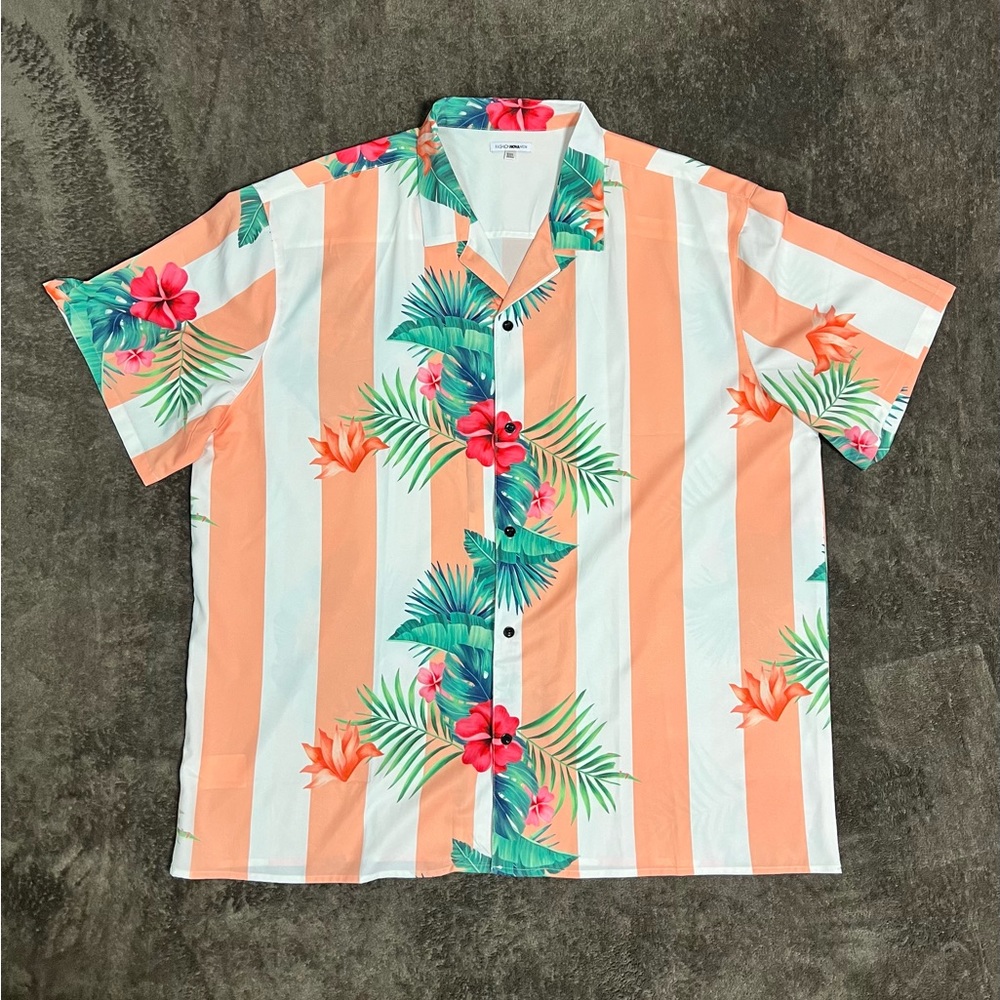 Fashion Nova Mens stripe floral shirt